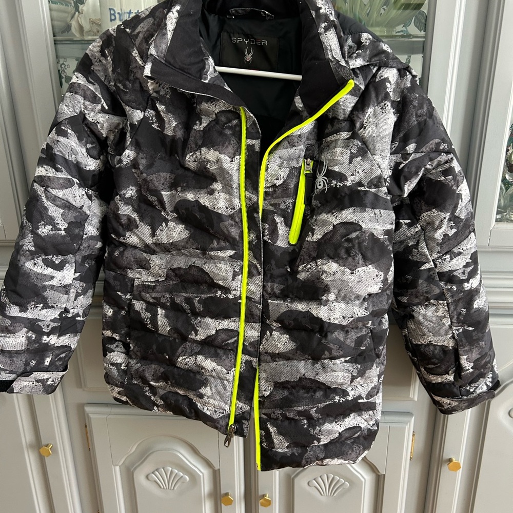 Spyder Kids Camo Jacket - Black and Grey